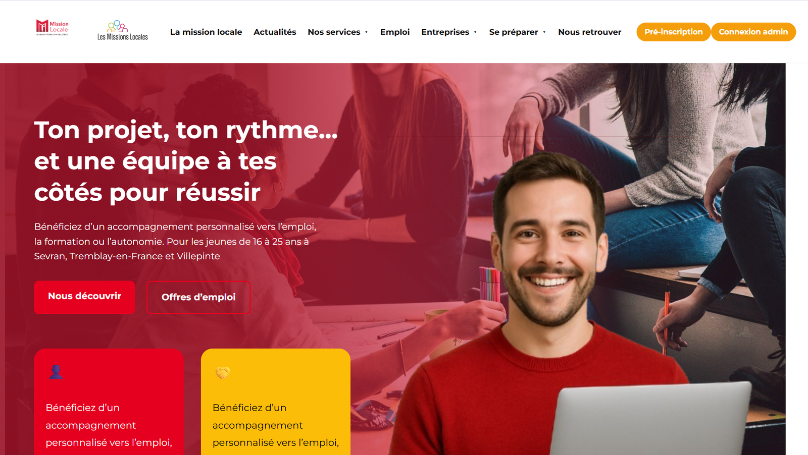 Site web Mission Locale de Sevran - Interface d'accueil avec système de gestion
